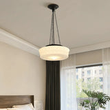 Milky White Round Vintage Glass Pendant Light