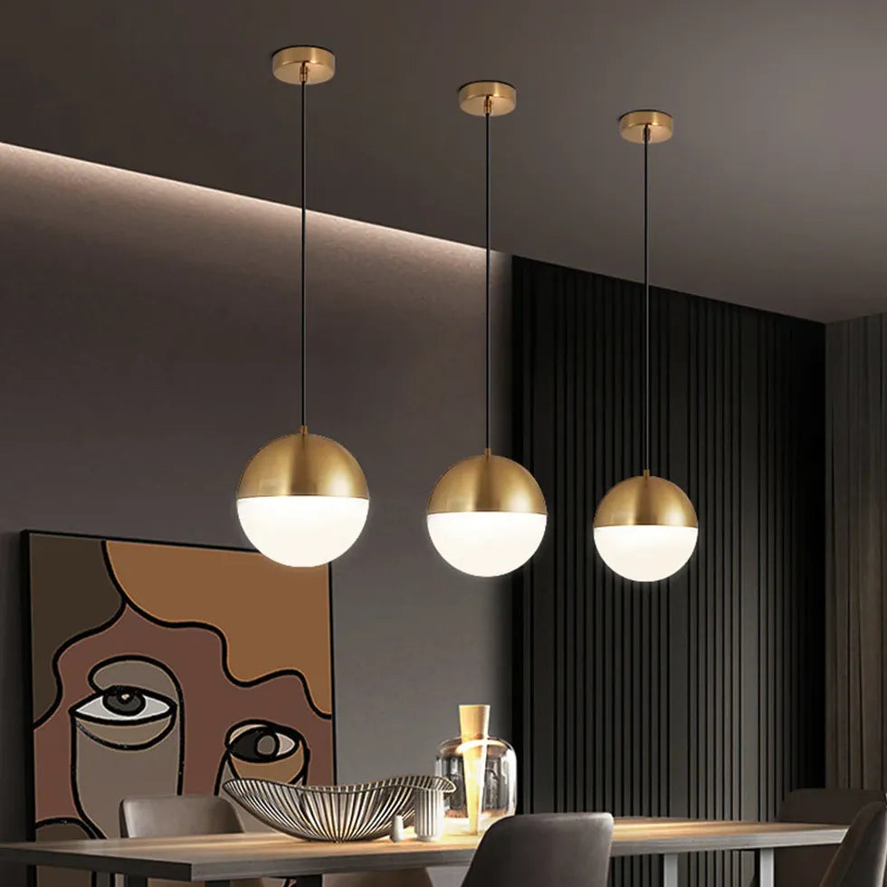 Black Spherical Glass LED Pendant Light