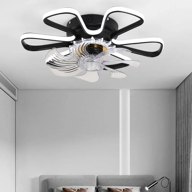 Flower-Shaped Modern LED Fan Pendant Light