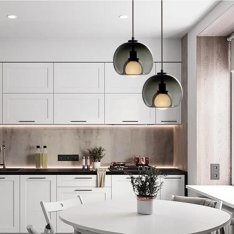 Smoked Glass Pendant Light Nordic Design for Dining Room