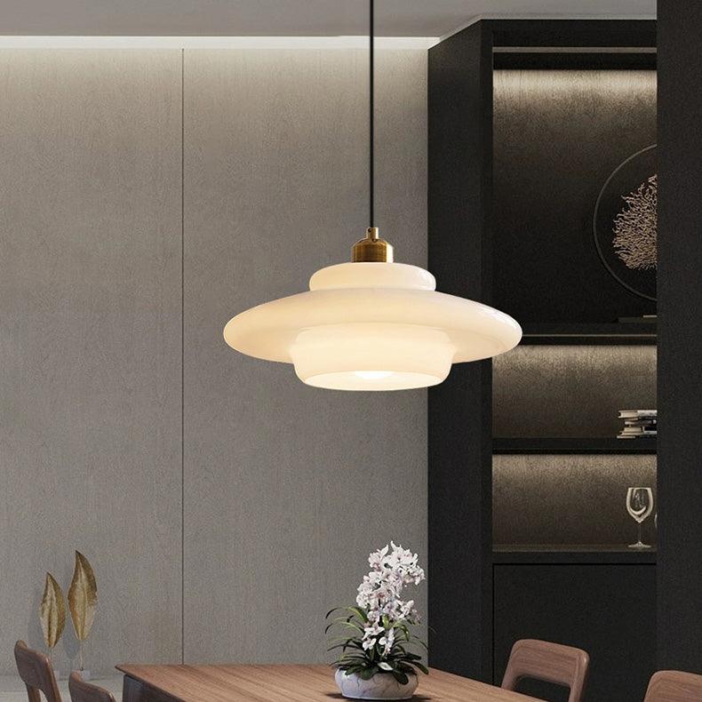 American White Glass Pendant Light for Bedroom