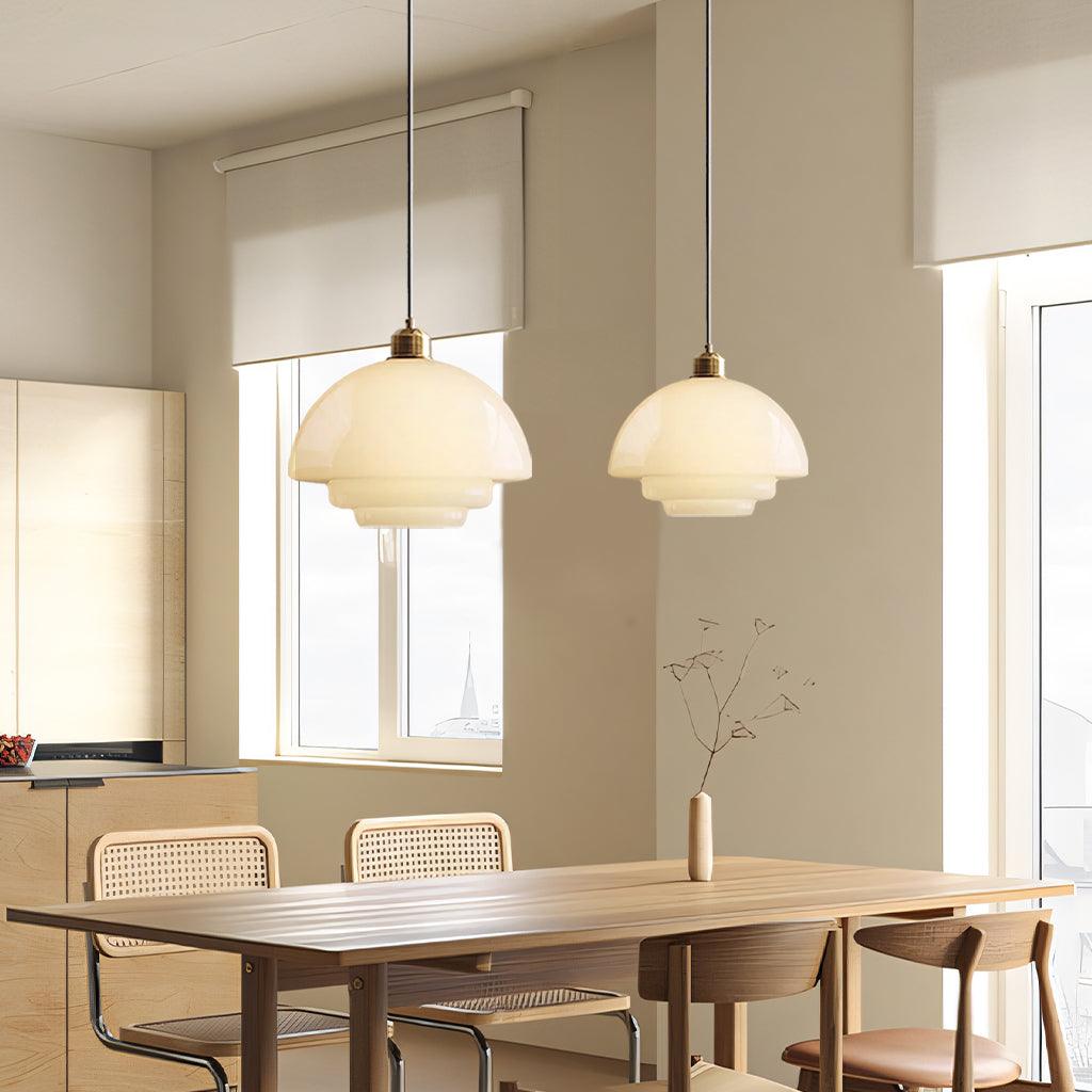 American White Glass Pendant Light for Bedroom