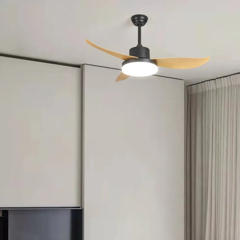 Curved Blade Modern Dining Room Fan Light