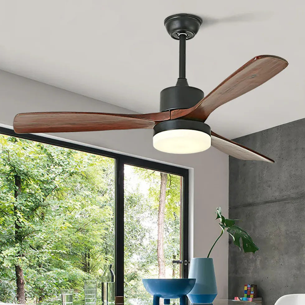 Wood Black Industrial Living Room Fan Light