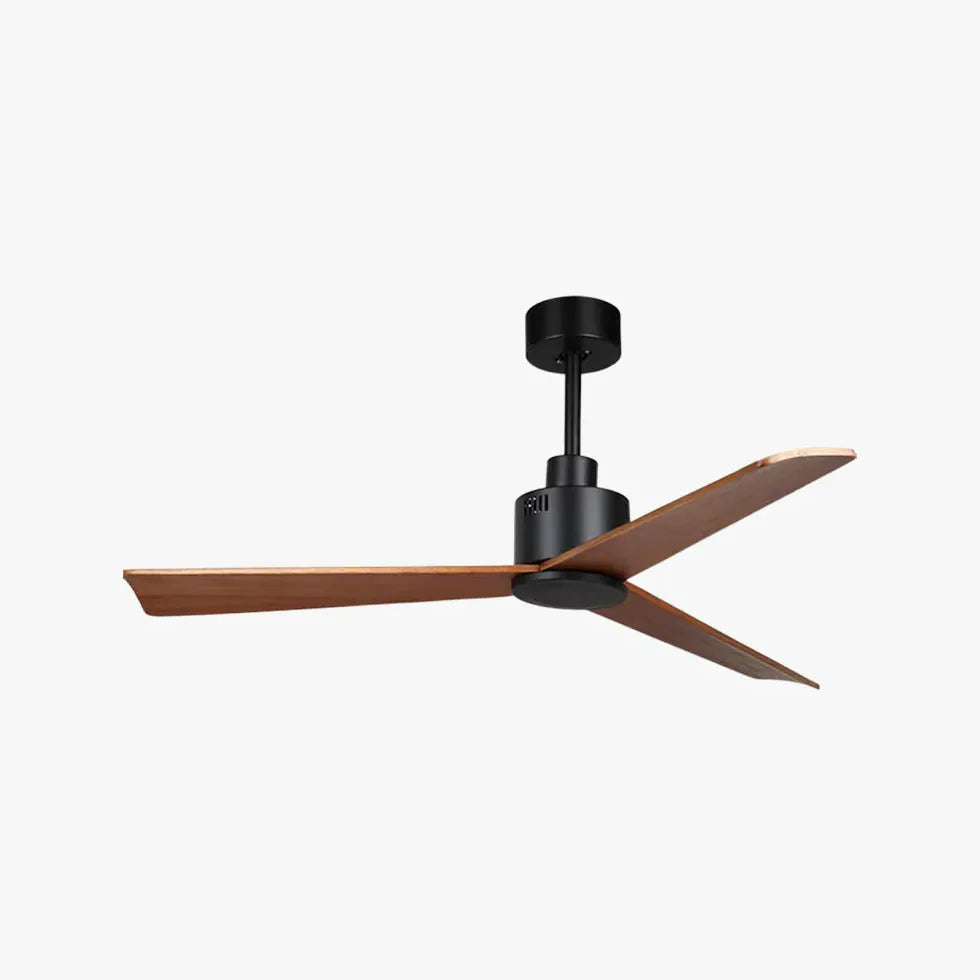 Three-Blade Walnut Color Simple Dining Room Fan Light