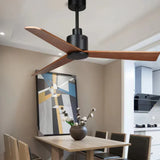 Three-Blade Walnut Color Simple Dining Room Fan Light