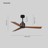 Three-Blade Walnut Color Simple Dining Room Fan Light