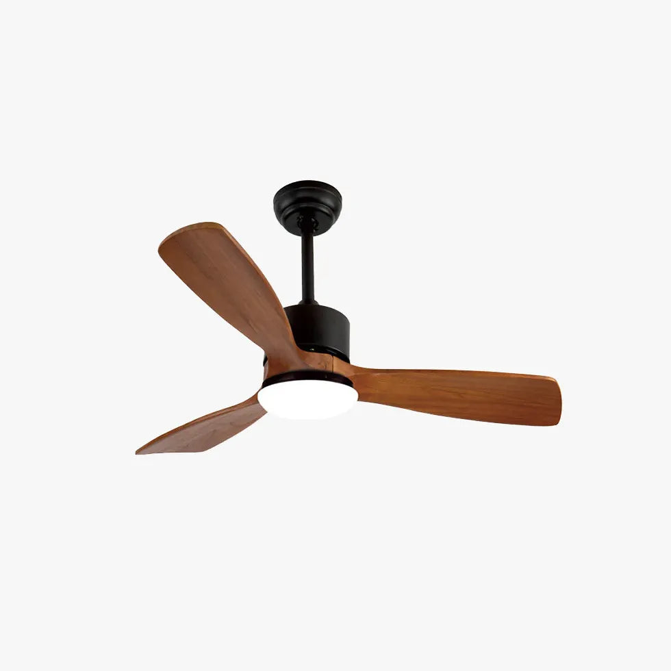 Wooden Tri-blade Walnut Color Ceiling Fan Light