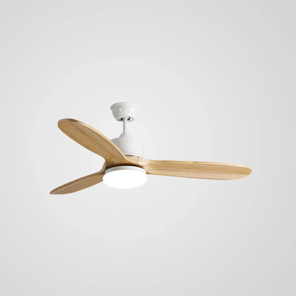 Wooden Tri-blade Walnut Color Ceiling Fan Light