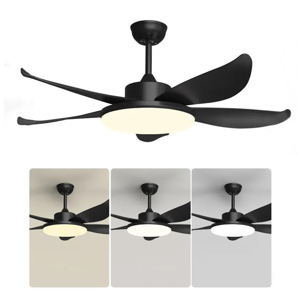 Streamlined White Modern Living Room Fan Light