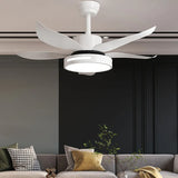 Streamlined White Modern Dining Ceiling Fan Light