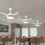 Streamlined White Modern Dining Ceiling Fan Light