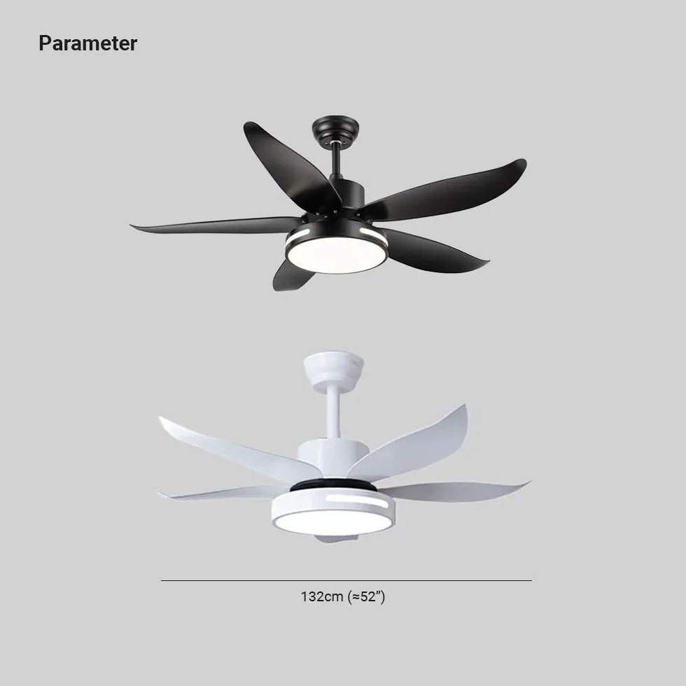 Streamlined White Modern Dining Ceiling Fan Light