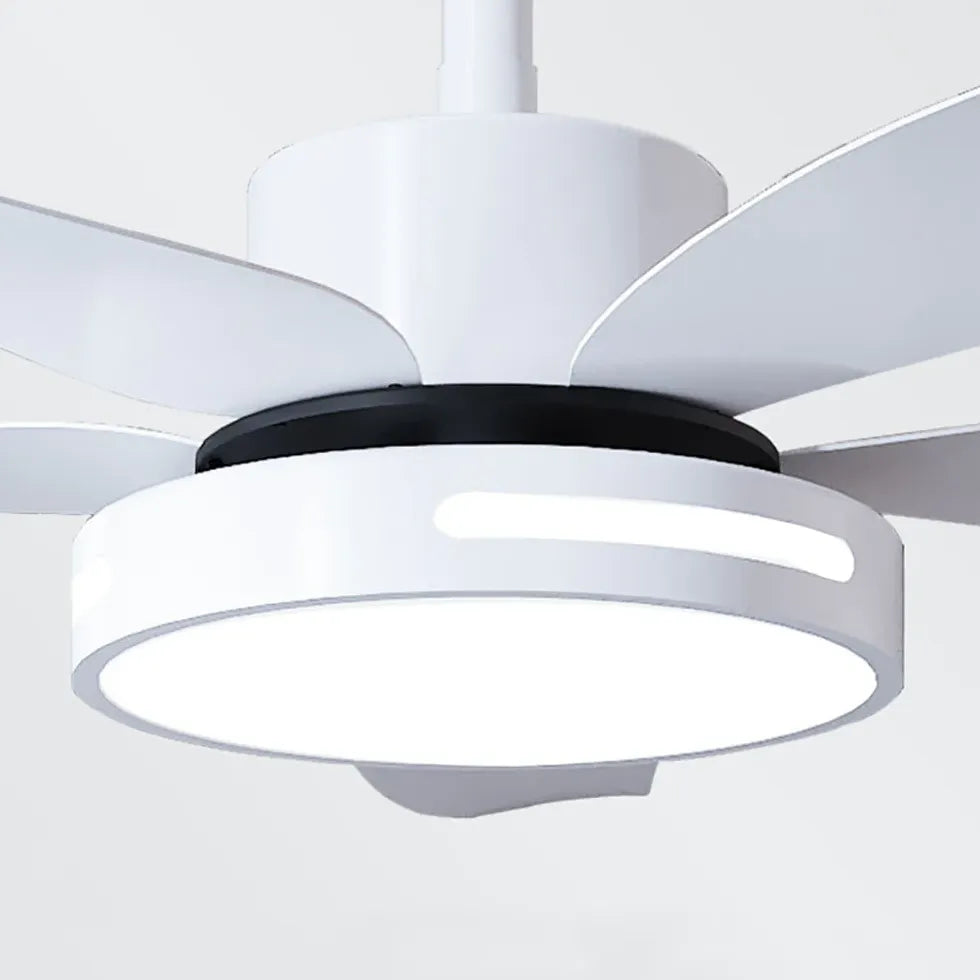 Streamlined White Modern Dining Ceiling Fan Light