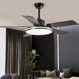 Metal Black Modern Living Room Ceiling Fan Light