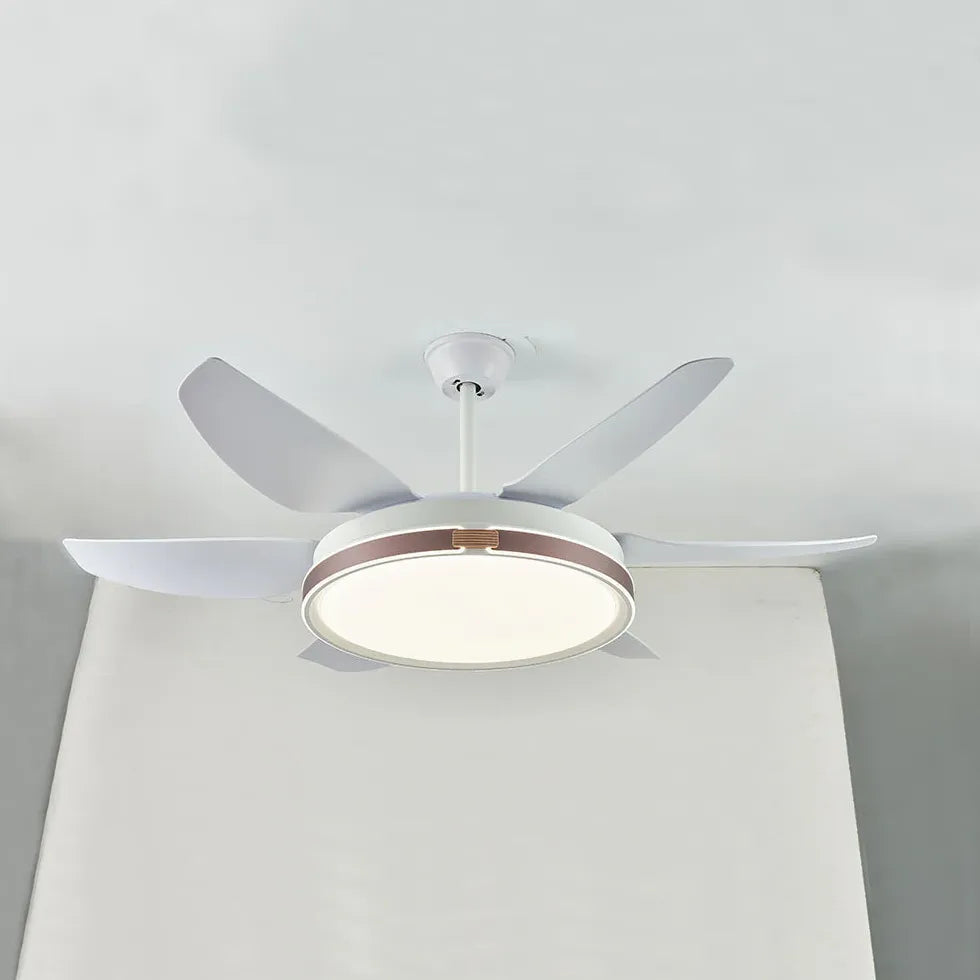 White Metal LED Modern Fan Light