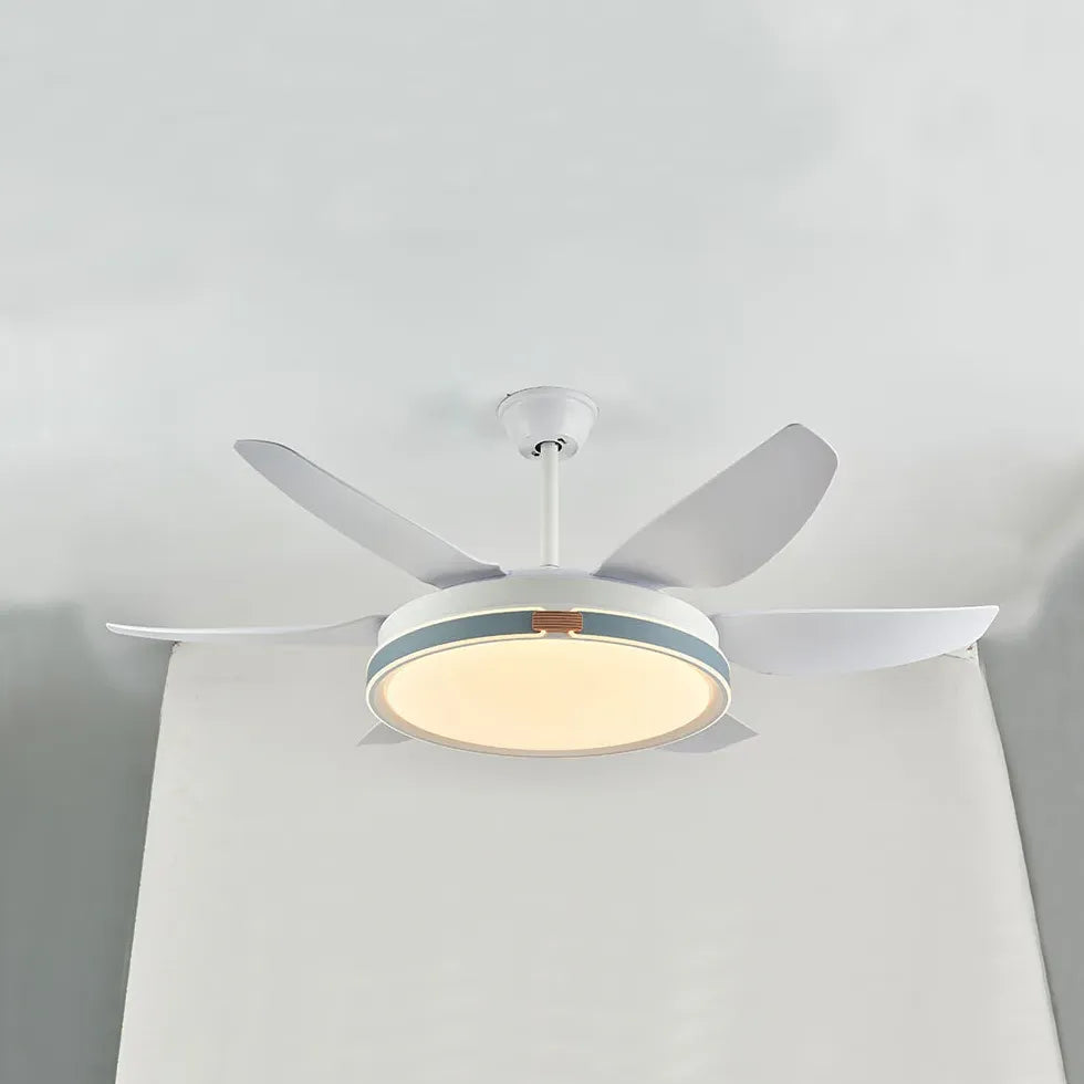 White Metal LED Modern Fan Light