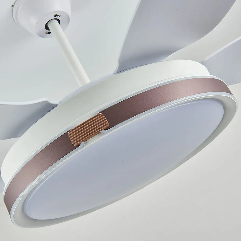 White Metal LED Modern Fan Light