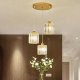 Transparent Cylindrical Glass Kitchen Pendant Light