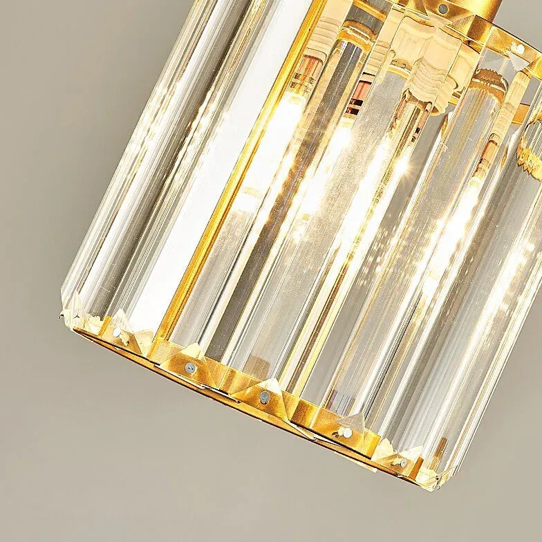 Transparent Cylindrical Glass Kitchen Pendant Light