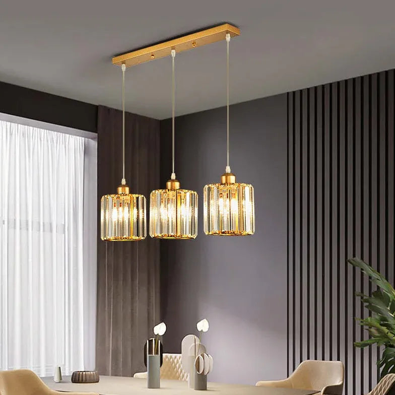 Transparent Cylindrical Glass Kitchen Pendant Light