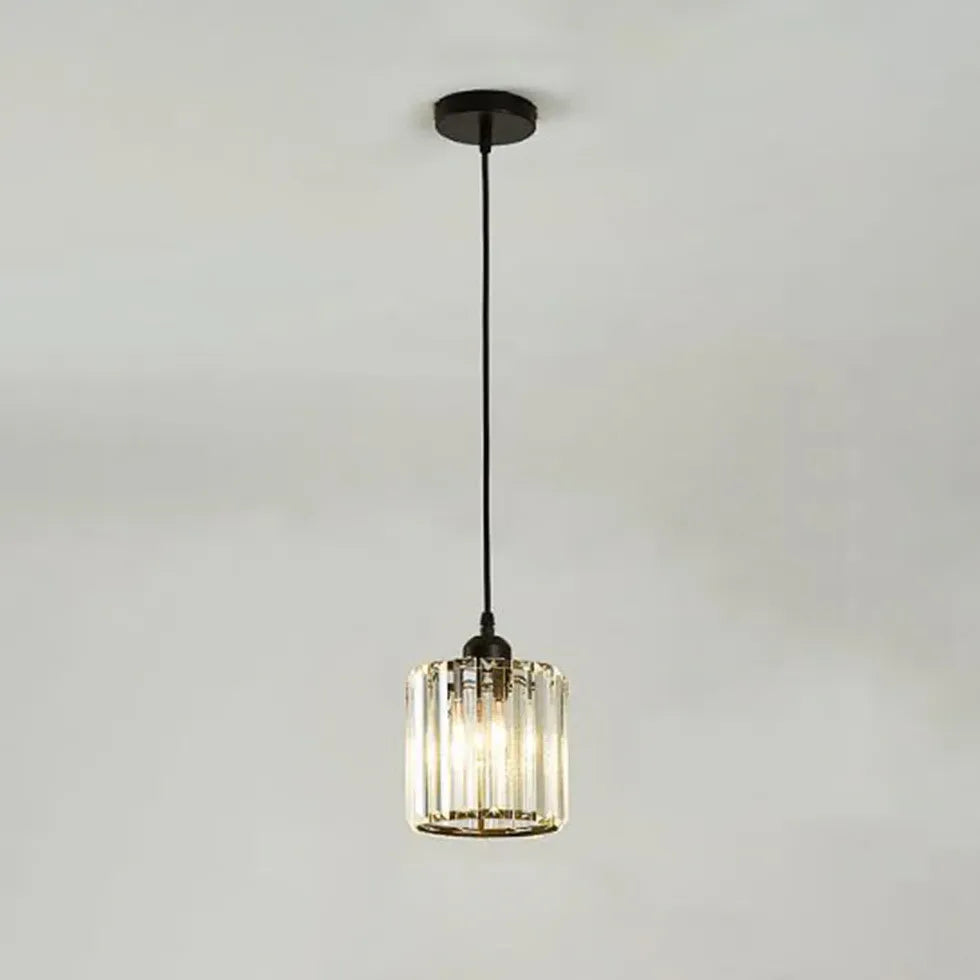 Transparent Cylindrical Glass Kitchen Pendant Light