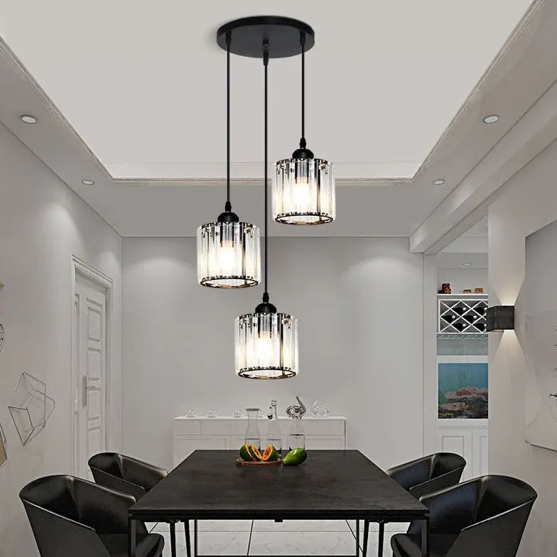 Transparent Cylindrical Glass Kitchen Pendant Light