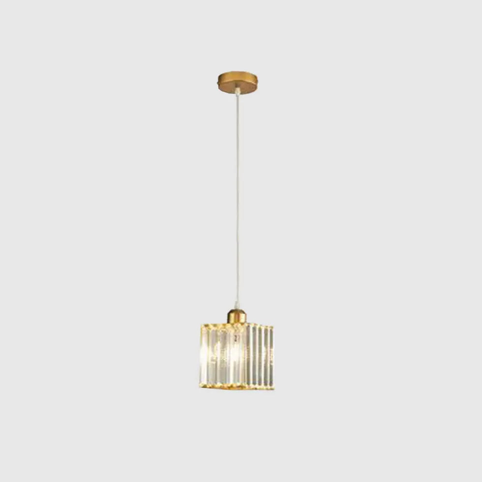 Transparent Cylindrical Glass Kitchen Pendant Light