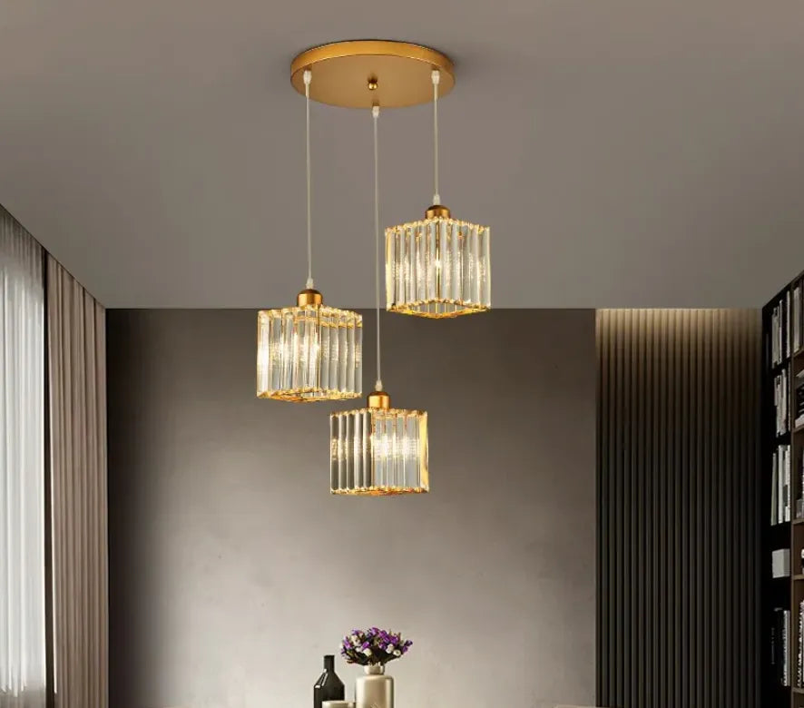 Transparent Cylindrical Glass Kitchen Pendant Light