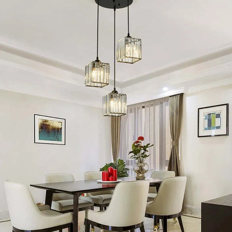 Transparent Cylindrical Glass Kitchen Pendant Light