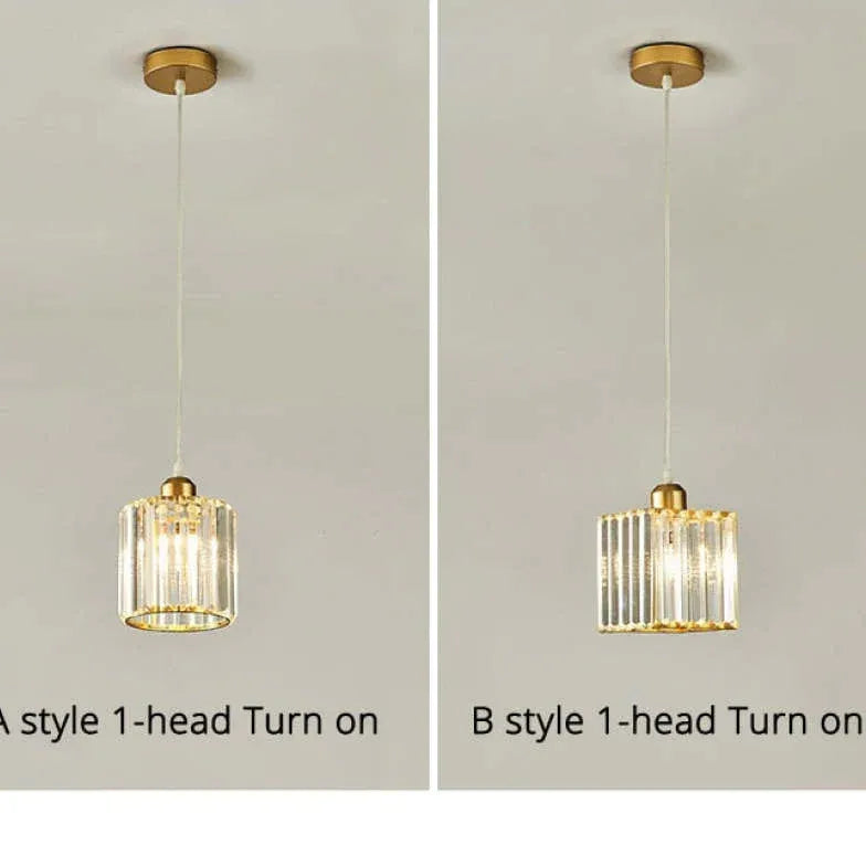 Transparent Cylindrical Glass Kitchen Pendant Light