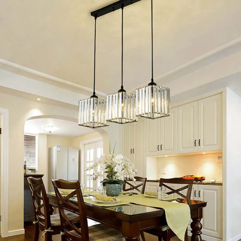 Transparent Cylindrical Glass Kitchen Pendant Light