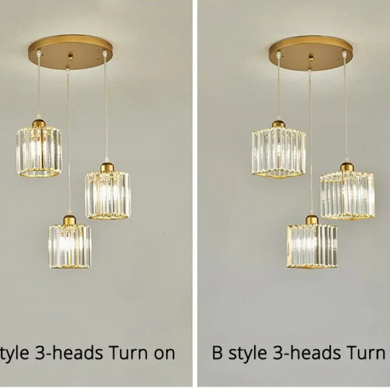 Transparent Cylindrical Glass Kitchen Pendant Light