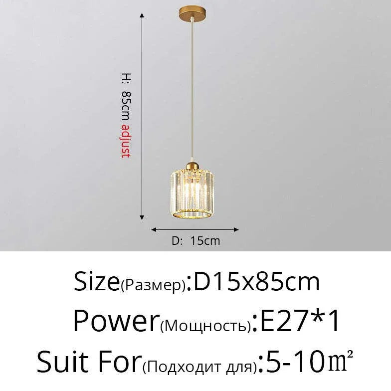 Transparent Cylindrical Glass Kitchen Pendant Light