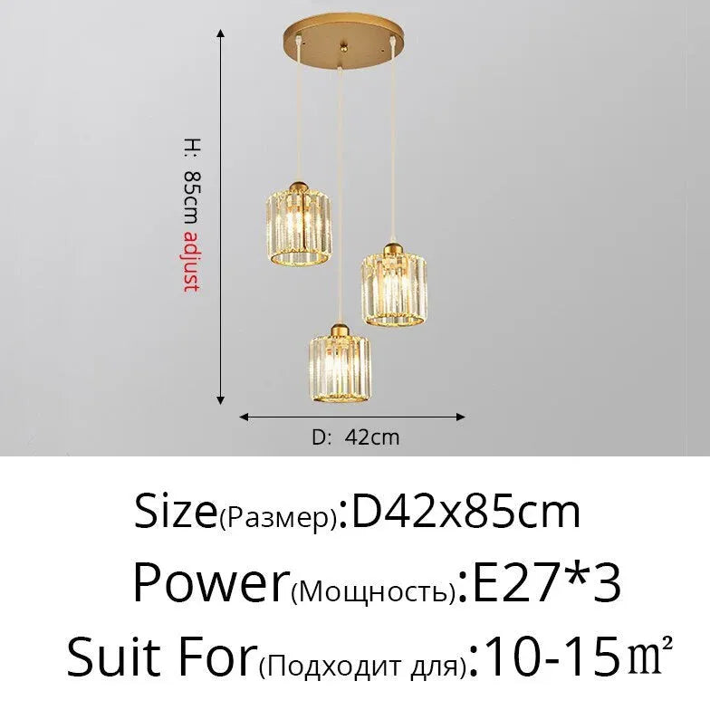 Transparent Cylindrical Glass Kitchen Pendant Light