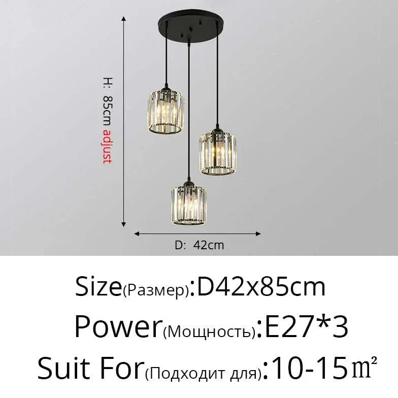 Transparent Cylindrical Glass Kitchen Pendant Light