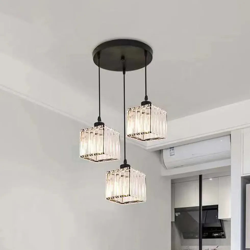 Transparent Cylindrical Glass Kitchen Pendant Light