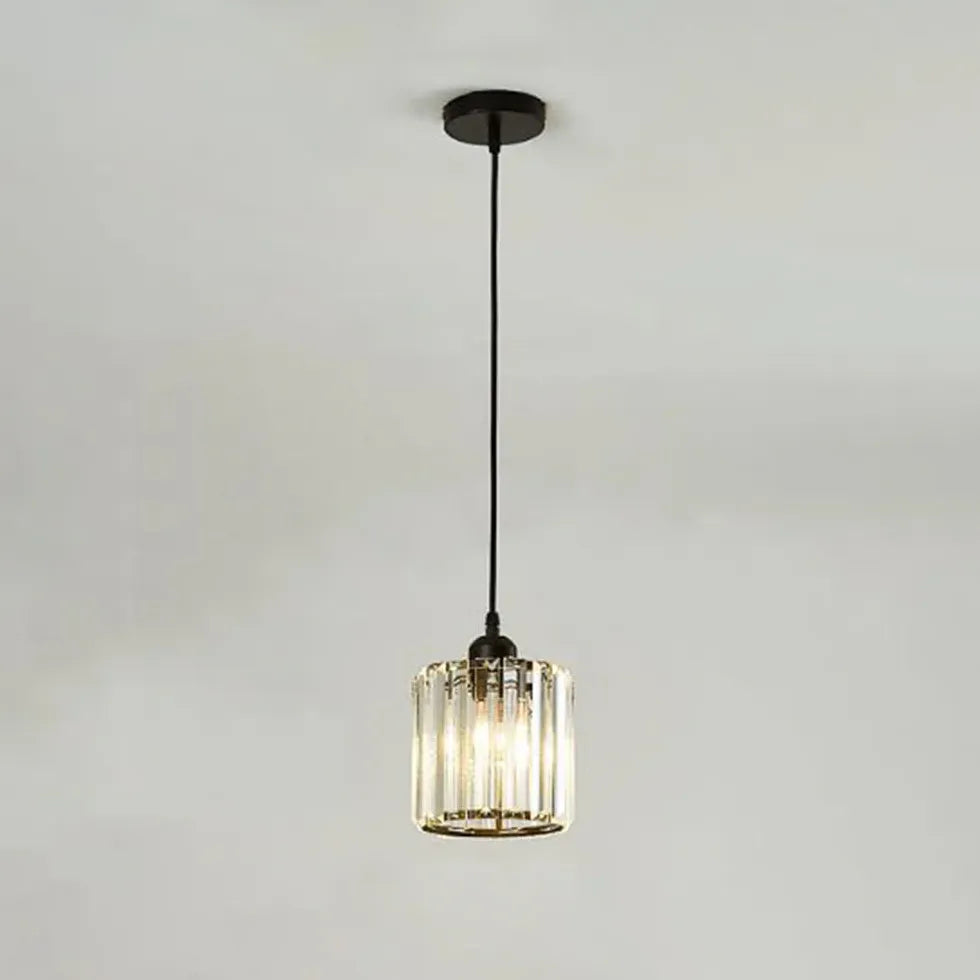 Transparent Cylindrical Glass Kitchen Pendant Light