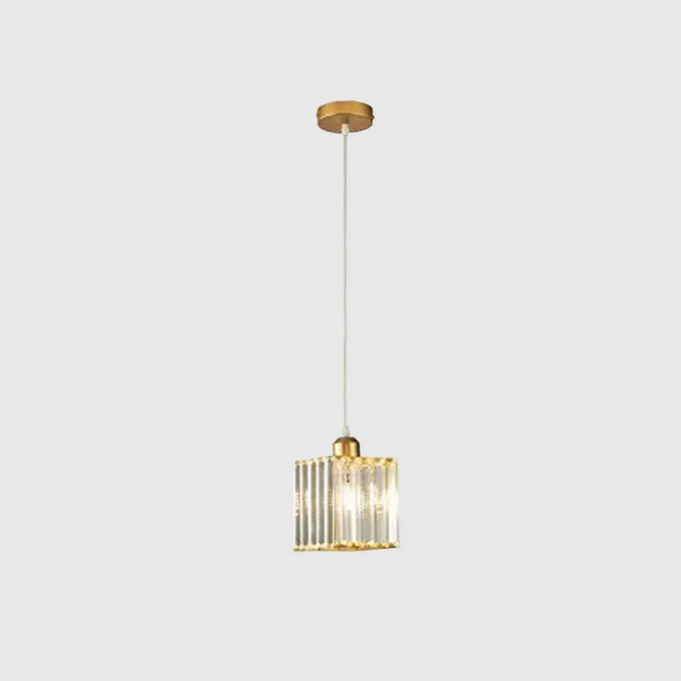 Transparent Cylindrical Glass Kitchen Pendant Light