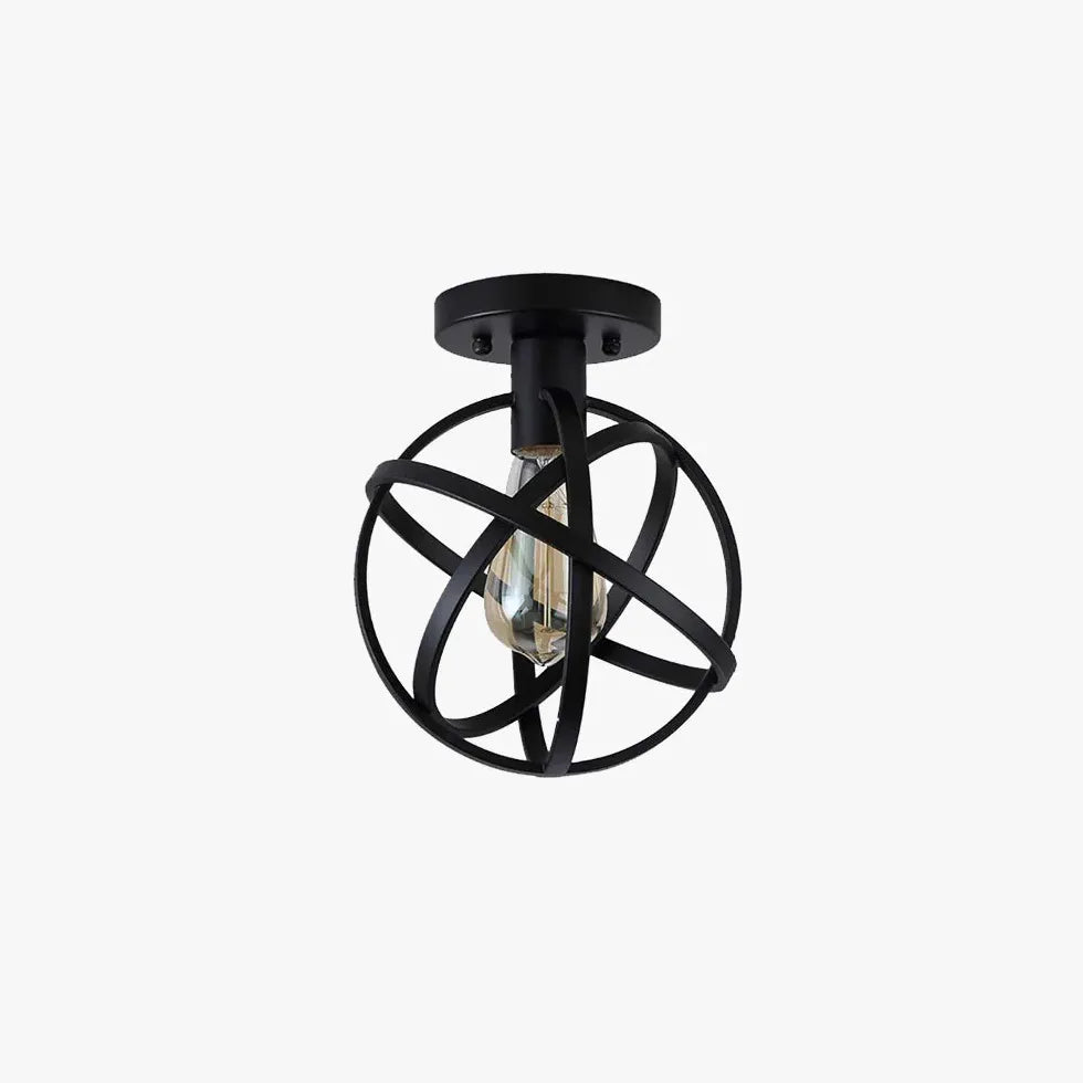 Black Spherical Cage Industrial Ceiling Light