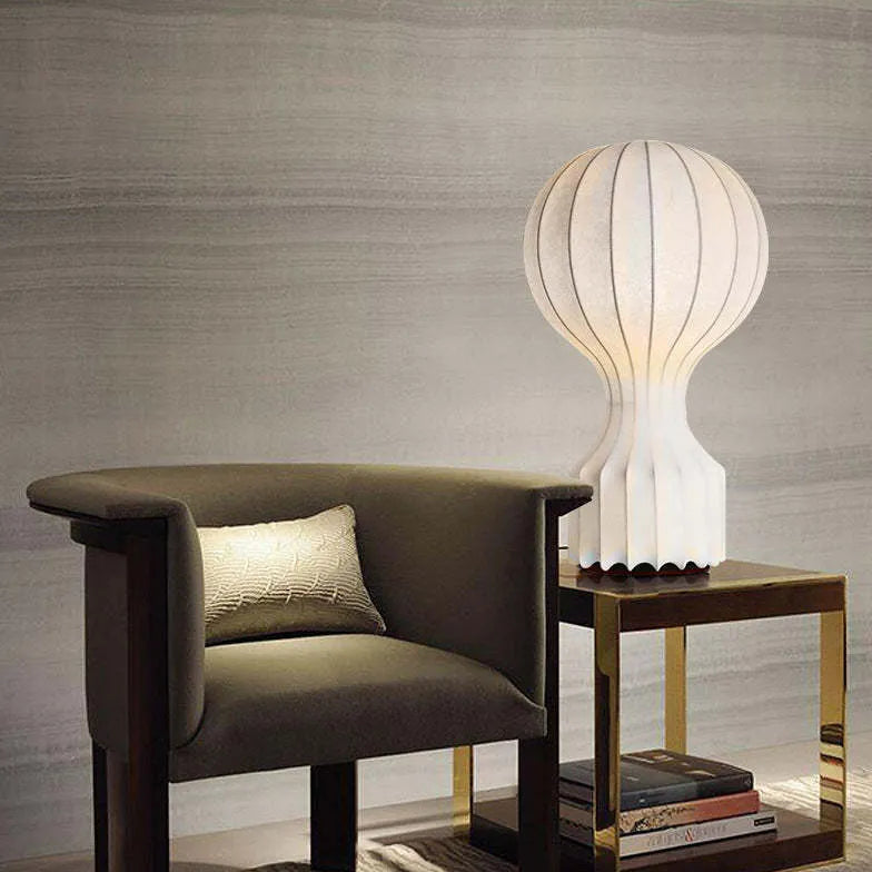 White Rounded Balloon-Shaped Minimalist Table Lamp