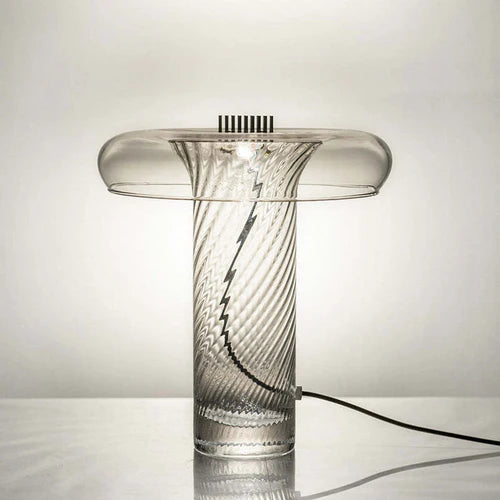 Glass Swirl Transparent Column Table Lamp