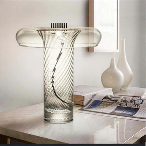 Glass Swirl Transparent Column Table Lamp