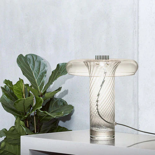 Glass Swirl Transparent Column Table Lamp