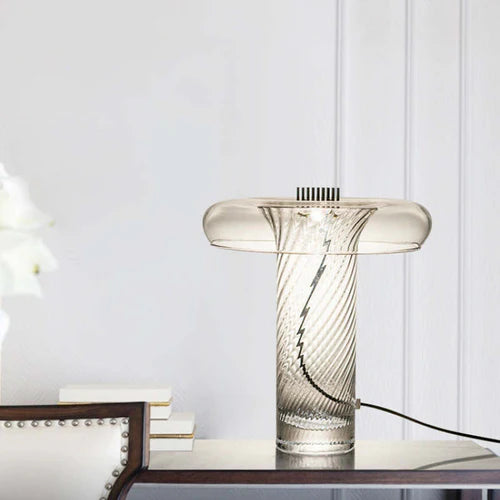 Glass Swirl Transparent Column Table Lamp