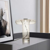 Glass Swirl Transparent Column Table Lamp