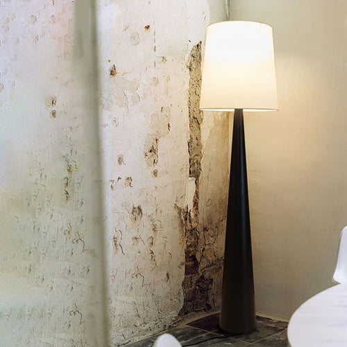 Black Cone-Shaped White Cylindrical Floor Lamp