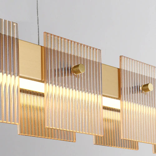 Gold Glass Linear Dining Room Pendant Light