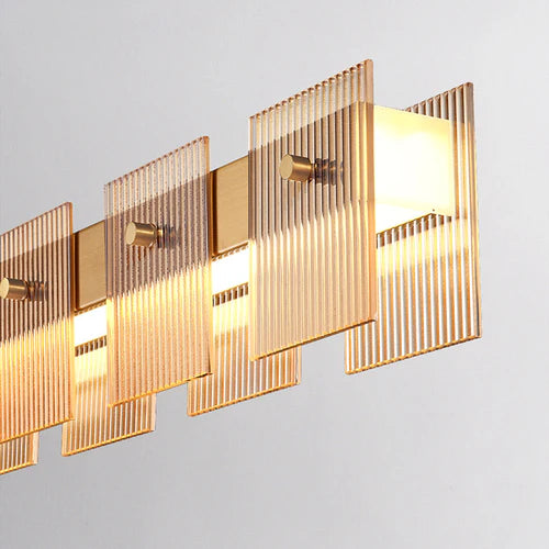 Gold Glass Linear Dining Room Pendant Light