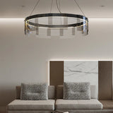 Black Glass Circle Living Room Pendant Light